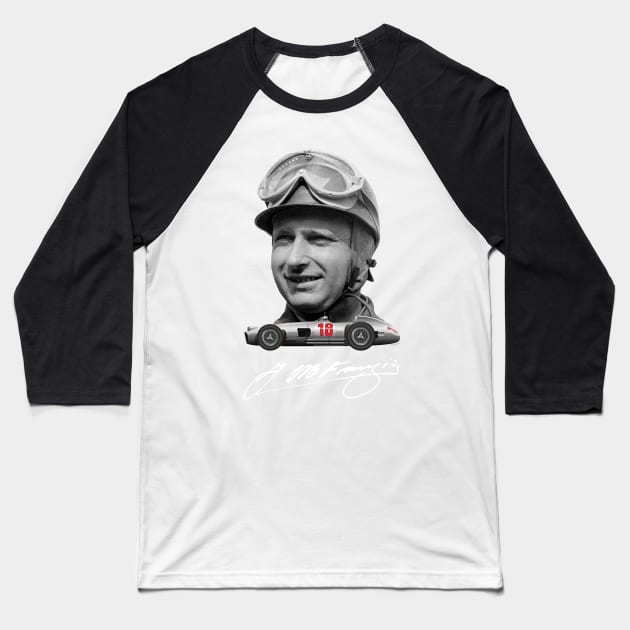 Juan Manuel Fangio Mercedes Benz W196 illustration Baseball T-Shirt by Burro Wheel